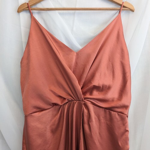 Pink Coral Satin Dress By Villa, Med/Large - Picture 7 of 7