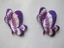  2549P Lot 2Pcs Purple Butterfly Embroidery Iron On Applique Patch