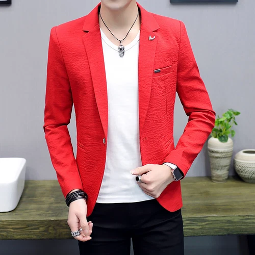Mens One Button Casual Blazers Jacket Lapel Collar Summer Slim Fit Coat Outwear - Bild 4 von 15
