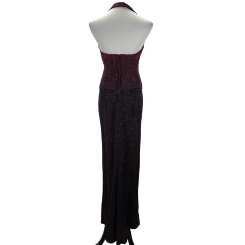 Vintage 90s Scott McClintock Gothic Halter Formal Dress Size 6 Mock 2 Piece - Picture 4 of 11