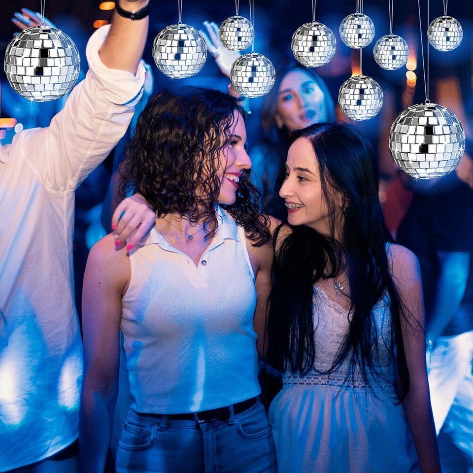 54 Pcs Disco Ball, Hanging Disco Ball Decor Silver Disco Ball Cake