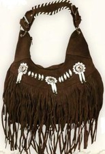Wildleder-Handtasche mit Fransen - Indian Style - mit Reißverschluss    **SALE**