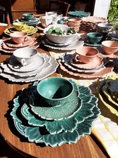 1950's Steubenville Pottery Woodfield Dishes Dove Gray Green Salmon  Golden Fawn