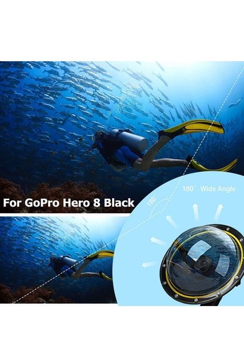 Dome Port per GoPro Hero 8 Nero, Custodia Impermeabile per Immersioni Subacquee con F - Foto 3 di 7