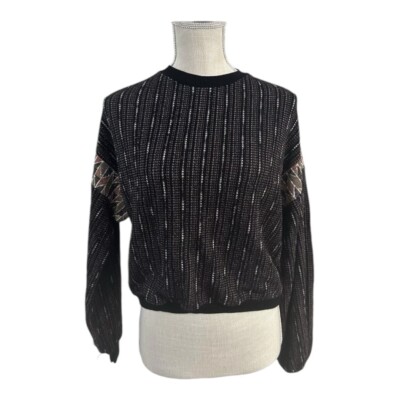 Urban Outfitters Cropped Knit Metallic Black Rust Sweater Size
