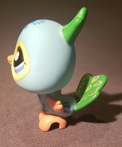 Littlest Pet Shop LPS POSTAL MASCOTA Azul Verde Pavo Pavo Real Pájaro #1069 Ojos Nube Azul - Imagen 3 de 6