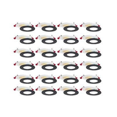 Nadair 24-Pack 4-Inch Gimbal LED Ultra-Slim Recessed Lights – 9W 750 Lumens, 3CCT Selectable (3000K/4000K/5000K), Dimmable, IC Rated, ETL, Black