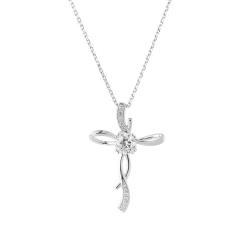 14K White/Yellow Gold Lab Grown Diamond Pendant Necklace MZ72266
