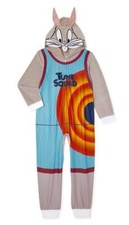 Space Jam Tune Squad Bug Bunny Boys Hooded Union Suit Pajama - Size 6/7