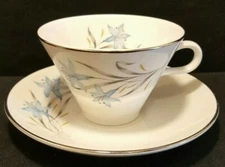2 Sets - HOMER LAUGHLIN China "LINDA" Triumph 2 Cups + 2 Saucers Platinum Trim