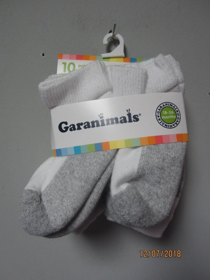Garanimals 10 pares de calcetines tobilleros grises/blancos para niños pequeños talla 18-36 meses ¡LOTE DE DOS! Foto 3 de 4