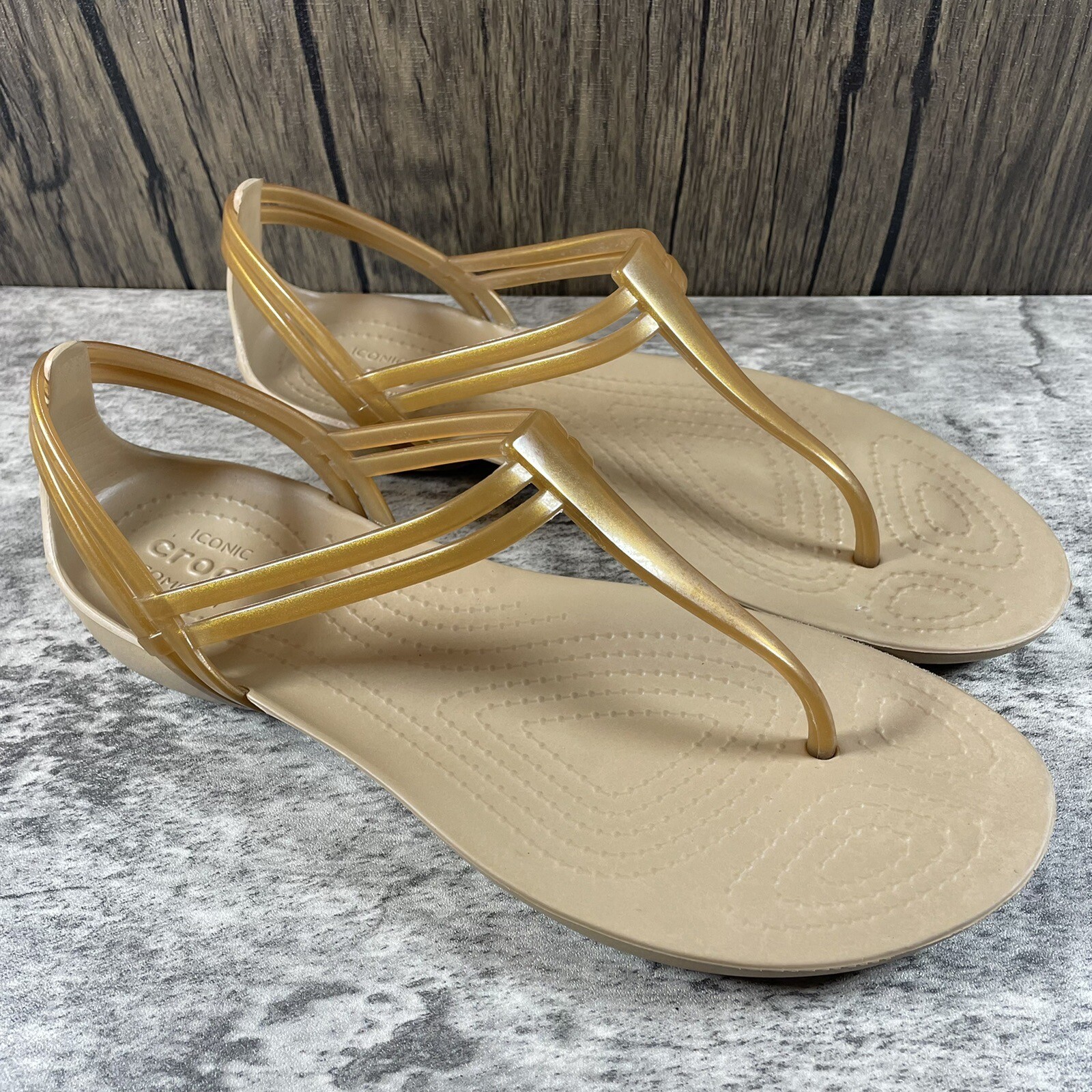 Crocs Isabella Bronze Jelly TStrap Iconic Comfort Sa… Gem