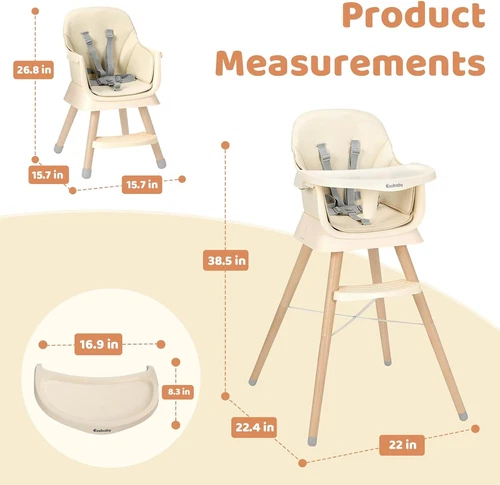 Baby High Chair Convertible 6-in-1 with Adjustable Legs for Babies and Toddlers - Picture 18 of 30