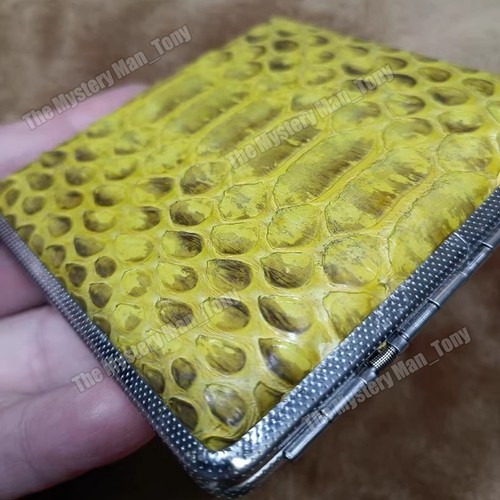 Neues handgefertigtes gelbes Schlangenleder Zigarettenetui Box für 20 Zigaretten - Bild 3 von 8