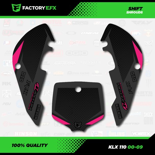 Kit de gráficos de carreras de cambio gris y rosa para calcomanía Kawasaki 00-09 Klx110 KLX 110 - Imagen 2 de 4