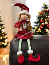 Christmas Girl Elf Shelf Sitter “This House Is Under Elf Surveillance” 33“ New