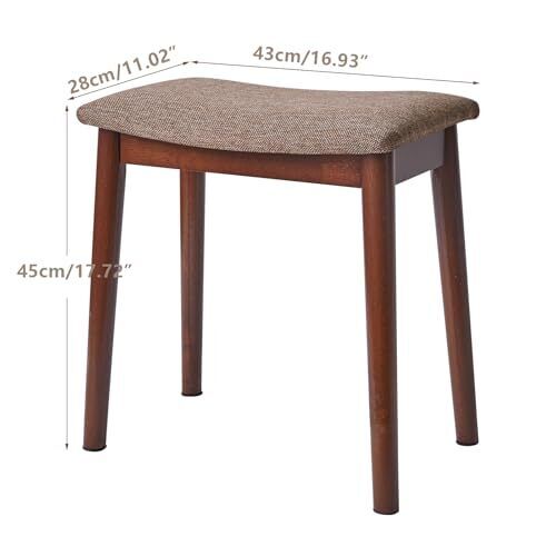 Saddle Cushion Vanity Stool Chair, Foot Rest Stool with Brown+coffee Color - Picture 3 of 6