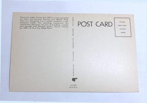 Vintage Postkarte ""PONTIAC für 1947" NEUWERTIG unbenutzt Vollfarbe - Bild 2 von 2