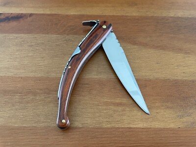 4.13 in. Spanish Navaja Folding Pocket Knife Red Stamina Wood Handle From Spain