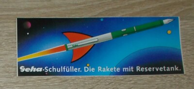 Alter Aufkleber | Sticker Geha Schulfüller - Die Rakete mit Reservetank