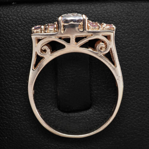 Classically Pale Pink Kunzite 1.55Ct 925 Sterling Silver Rose Gold Plated Rings - Picture 6 of 9