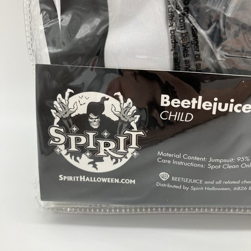 [01712728] Spirit Halloween Kids Beetlejuice Striped Jumpsuit Costume Sizes Vary - Picture 8 of 13