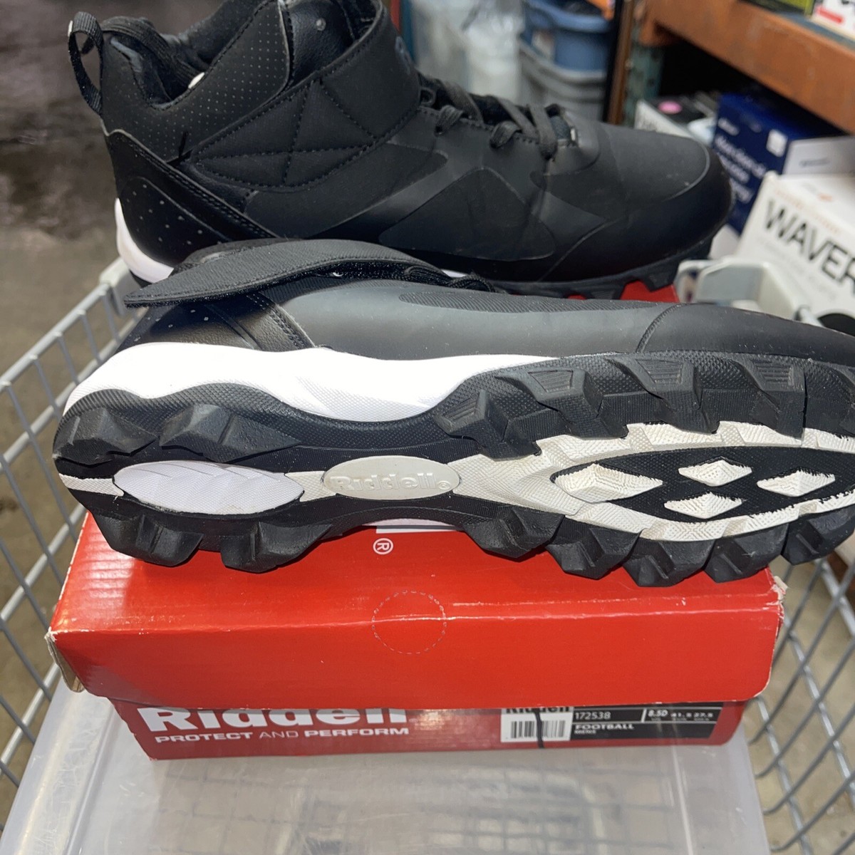 Riddell Matador Mens Football Cleats Black White Mid Top Athletic Shoes Size 11D Riddell Youth Matador Mid Top Football Cleats | Academy main image 2