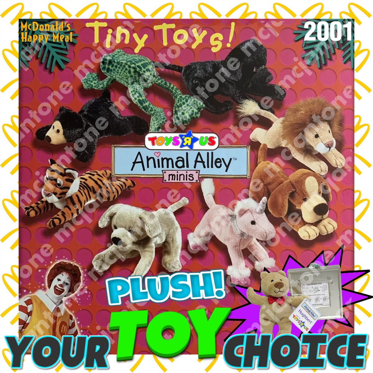 McDonald's 2001 ANIMAL ALLEY Toys R Us Stuffed PLUSH DOG Small