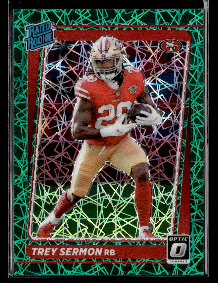 Trey Sermon 2021 Donruss Optic #224 Green Velocity San Francisco 49ers