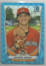 2014 Bowman Draft Chrome Blue Wave Refractor Michael Mader Miami Marlins #CDP102