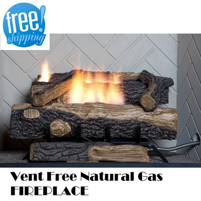 Natural Gas Fireplace Insert Vent Free Logs Thermostatic 24 Inch