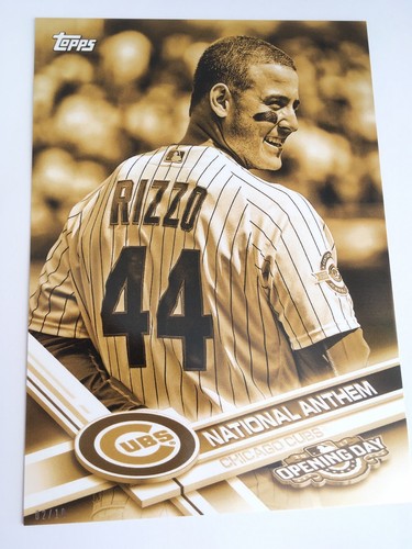 2017 Topps Eröffnungstag Nationalhymne 5 x 7 Anthony Rizzo Cubs #’d 02/10 Gold