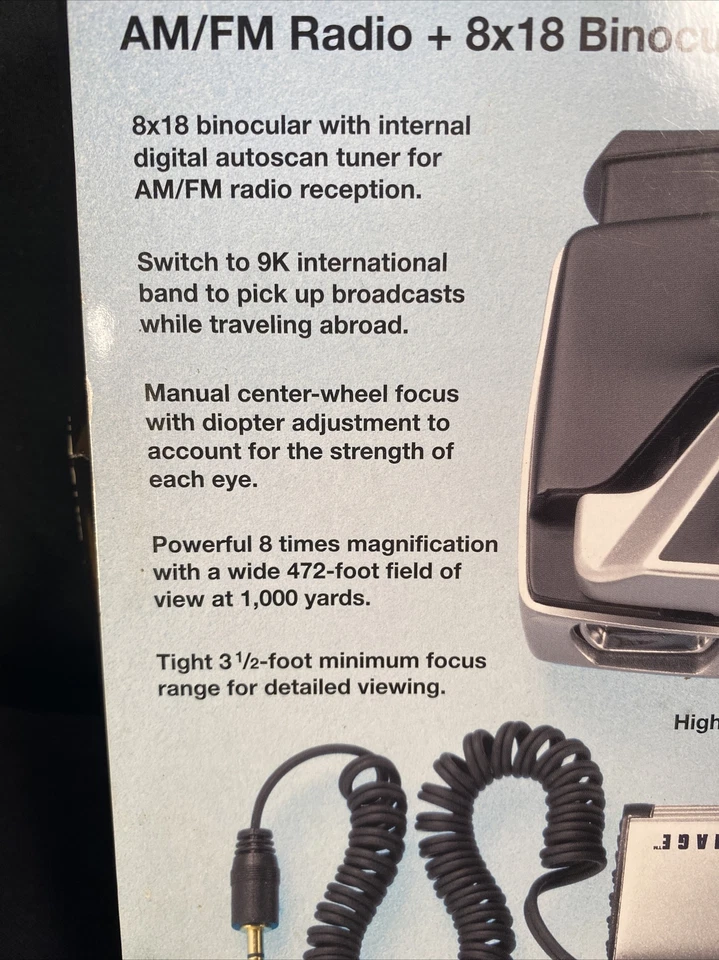 Sharper Image 2004 Stadium Special AM/FM 8x18 Binocular Combo Sealed - Image 3 of 4