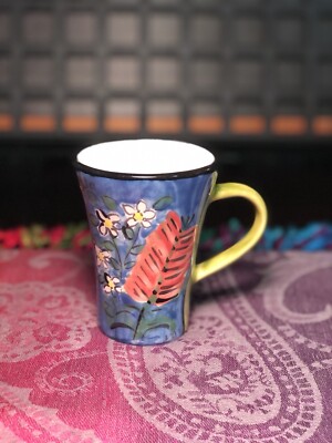 Coffee Mug Cup Hand Painted in Australia - Flowers - 2001 - NICE!!!
