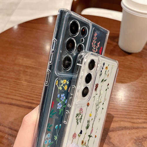 Für Samsung S24 S23 S22 Ultra S21 S20 FE Stoßfest Blumen Durchsichtig Case Cover - Zdjęcie 7 z 21