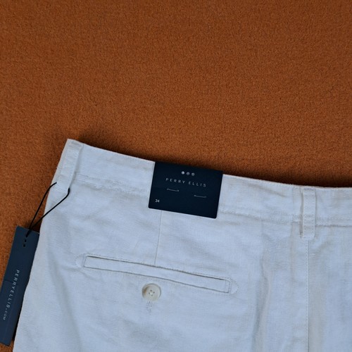 Perry Ellis Shorts Mens Size 34 White Linen Blend Drawstring Summer Beachy NWT - Picture 12 of 13