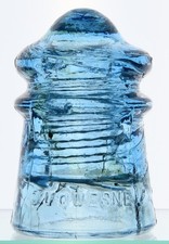 CD 106.1 [035] WONDEFUL CORNFLOWER BLUE DUQUESNE W/ LT AMBER SB GLASS INSULATOR
