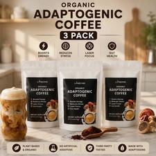 3 Pack Organic Mushroom Coffee 30 SERVINGS Natural Energy Instant Coffee