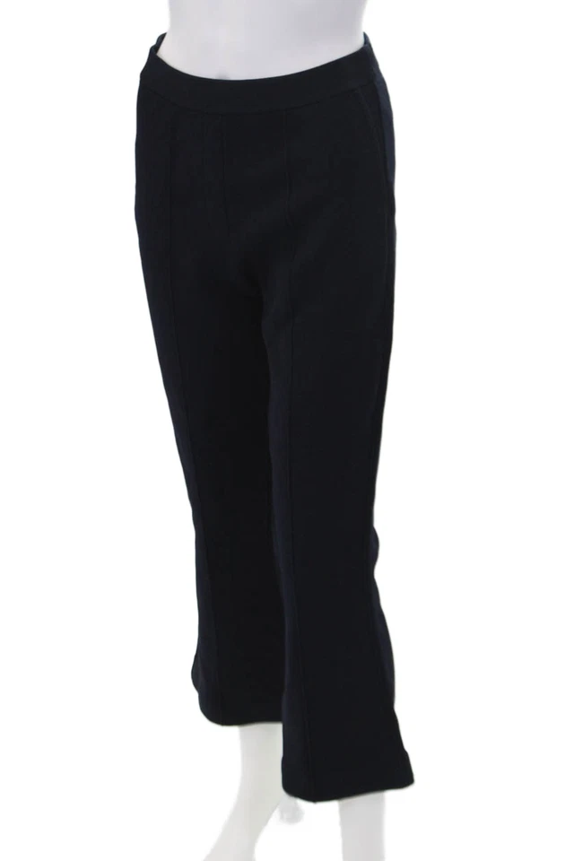 Pantalones 3.1 Phillip Lim para mujer plisados tiro alto acampanados azul marino talla M Foto 2 de 4