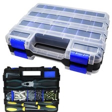 Small Parts Storage Box 50Compartment Double Side Hardware Organizer Plastic