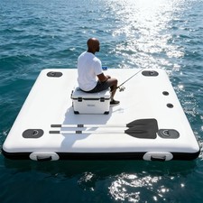 Floating Platform Set Inflatable Float Dock Kit Fishing Boat Water Raft w/ 2 Oar
