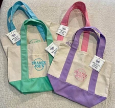Trader Joe’s Mini Pastel Canvas Tote Bag Set Of 4 Colors Limited (New With Tag)