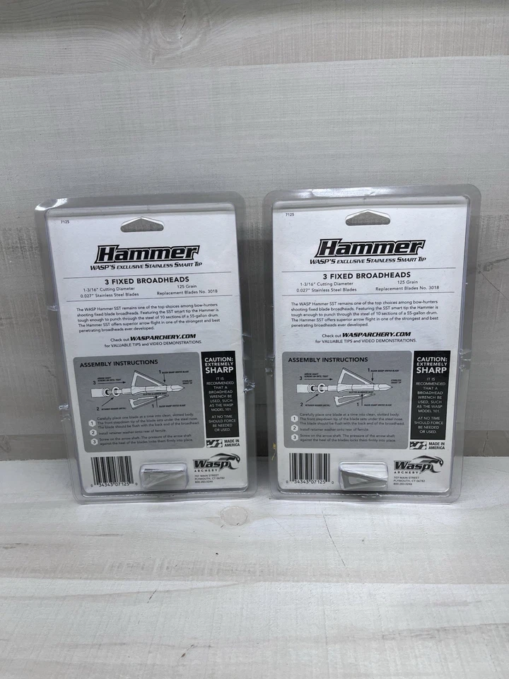 2 - Wasp Archery Hammer 125 Grain Broadhead w/ SST Smart Tip & 2 Sets of Blades - Image 2 of 2