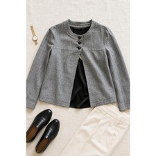 Style Co Gray Cropped Jacket, Petite Size 6P, Collarless A-Line Blazer