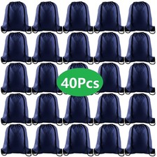 Drawstring Backpack Bulk Navy Blue String Bags Gym Sport Cinch Sack 40 PCS