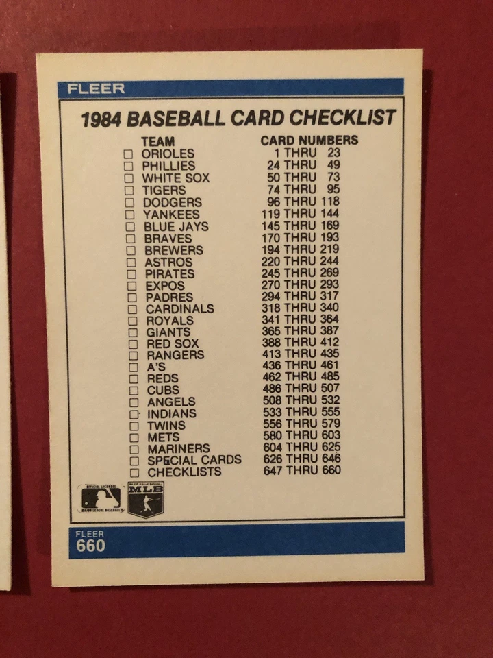 Juego completo de béisbol Fleer 1984 #1-660 con emisión Foto 3 de 4