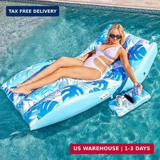 Inflatable Pool Floats Adult - Extreme Comfort Pool Lounge Chair with Det