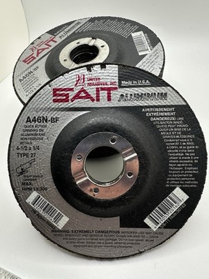 SAIT 20018 A46N Aluminum Grinding Wheel (Type 27/D) 4''X1/4''X5/8'', Open Box Of 10