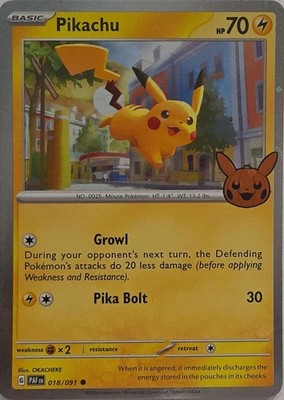 Pikachu 018/091 Holo Holo Rare Trick or Trade BOOster 2024 Pokemon Near Mint
