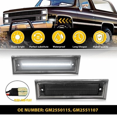 Pair Smoked White LED Side Marker Lights LH & RH for GMC K5 Jimmy 1981-1991 EOA